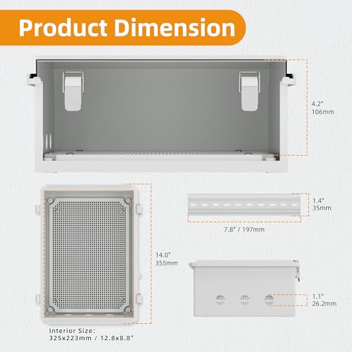Joinfworld 14X10X6 Waterproof Junction Box Plastic Outdoor Weatherproof Box Nema 4 Enclosure Outdoor Electrical Control Box Weather Proof for WiFi Router Timer Marine - size: 13.8"x9.8"x5.9"