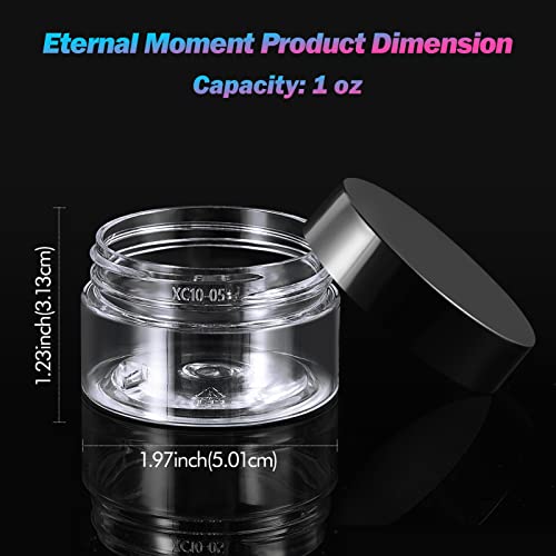 Eternal Moment 36 Pack 1 OZ Plastic Jars Clear Cosmetic Container with Lids - color: Black Lid, size: 1 Ounce