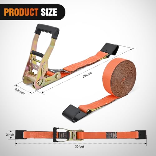 Nilight Flat Hook Ratchet Straps 10 Pack 2 in x 30 Ft Orange - color: 10Pcs 2in x 30ft Flat Hook Straps