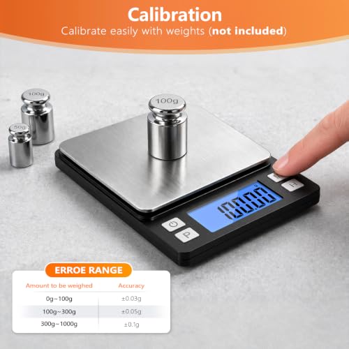 BOMATA Digital Jewelry Scale, 1000g×0.01g High Precision Gram Scale - color: Black
