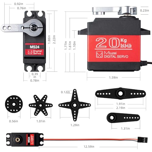 Miuzei 20KG Servo Motor High Torque Metal Gear Digital for 1/10 RC Car 3Pcs