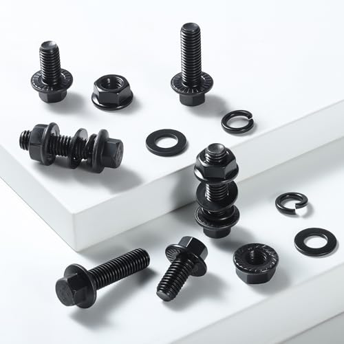 M8-1.25 Bolt Flange Head Bolts Assortment Kit,184Pcs Metric Bolts and Nuts Kit Serrated Flange Nuts Washers,10.9 Alloy Steel Black Zinc Plated(M8x16/20/25/30mm) - size: Black M8 184PCS Flanged Bolt