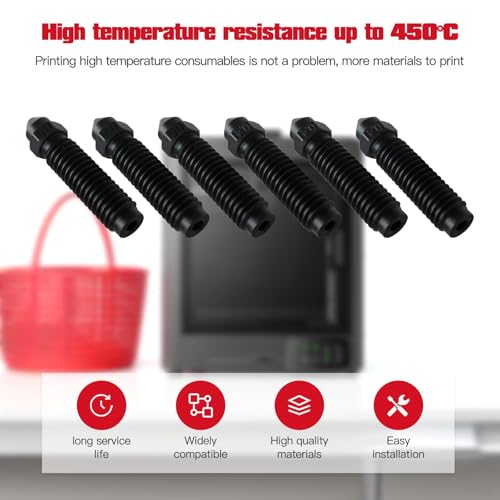 New Professional 6-Pack 3D Printer Nozzles Stainless Steel Hardened Tip 0.2-0.8mm Assortment High Flow Hotend Compatible for Elegoo Printers