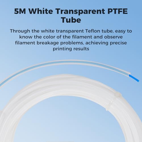 Sovol PTFE Tube 2.5mm ID 4mm OD, 5M/16.4ft w/2 Coupler&Tubing Cutter, White - size: 5 Meter (White)
