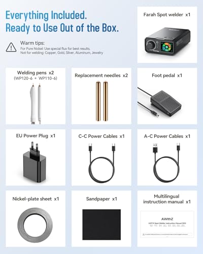 UKF10 Professional Super Capacitor Farad Spot Welder for Battery Pack Making, Repair, Powerful for 0.2mm Pure Nickel & 0.35mm Ni-Plated Steel, 3 Modes w/Smart Pen (UKF10)