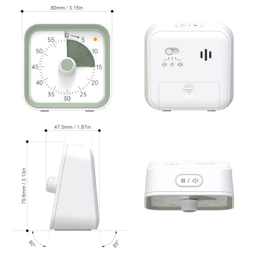 Visual Timer for Kids, Countdown Timer with Pause Function, White - color: White