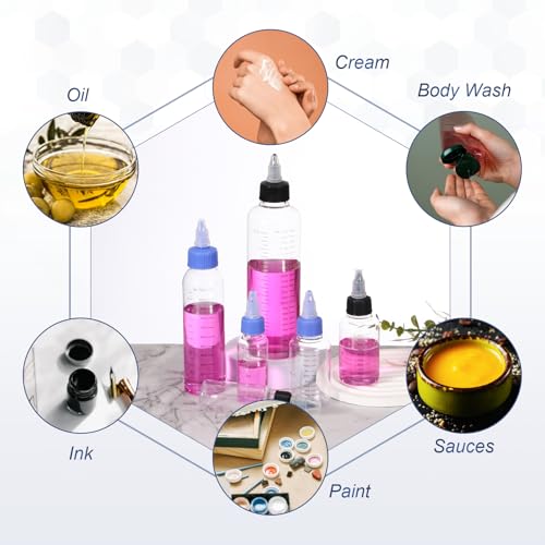 PATIKIL 30ml 1oz,9 Pcs Plastic Squeeze Dispensing Bottles,Transparent,Black - color: Transparent/Black, size: 30ml