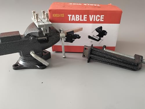 Dual-Purpose Combined Bench Vise or Table Vise, multifunctional jaw, Universal Rotate 360° Work Clamp-On Visewith Quick Adjustment, 3.3" black - size: 3.3" black