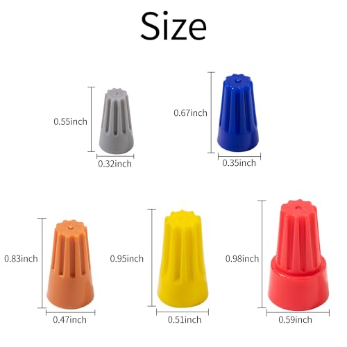 122 Pcs Wire Connectors Nuts Assortment Kit, 5 Size Colorful Electric Wire Caps Electrical Twist Wiring Splice Screw Caps for Quick Connection