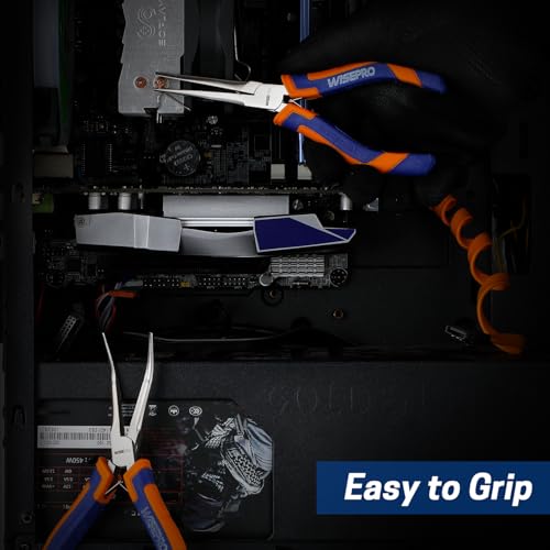 2 PCS 6" Mini Needle Nose Pliers Set, Straight and Bent Long Nose Pliers with Comfort Grip Handles, Small Needle Nose Plier for Jewelry Making, Handmade Craft - style: Straight & Bent Needle Nose Pliers Set-Blue