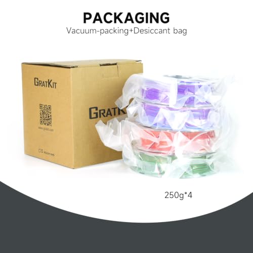 Gratkit Silk Tri-Color PLA Filament,1.75mm, +/-0.03mm, 4 * 250G/Roll, 3D Printing Filament Silk Tri 1kg Bundle - color: Silk Tri-blue Purple Black/Red Blue Green/Red Gold Black/Pink Blue Silver Gray