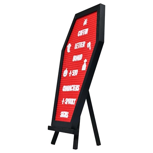 Coffin Letter Board, Halloween Decor, 16x11 Inch, Red - color: Red