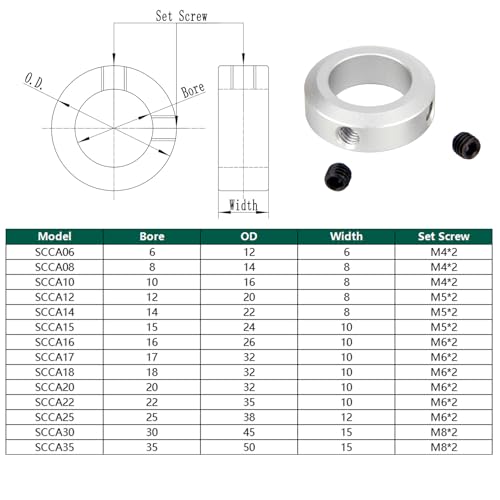 Shaft Collar Bore 35mm OD 50mm Thickness 15mm 6061 Aluminum Alloy Anodized Surface H7 Bore Tolerance 2 Set Screws Locking Collar for Mechanical Assemblies - size: 35mm bore