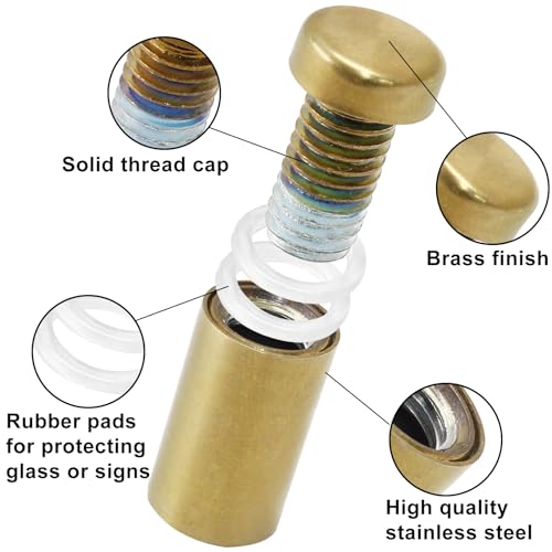 1/2" x 1" Sign Standoff Screws, Gold Acrylic, 12 Pcs - color: Gold, size: 1/2" x 1",12 Pcs