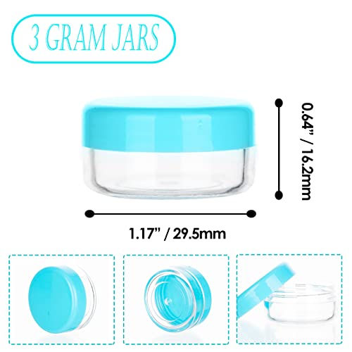 3 Gram Sample Containers with Lids, 50 Count, Blue Lid - color: Blue