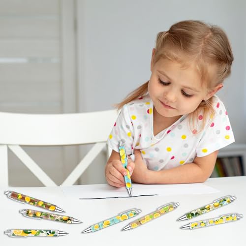 Idealmuzik Lemon Pens Set – Fun Citrus-Themed Pens for Girls, Students, and Stationery Lovers – Smooth Writing Ballpoint Pens for School, Journaling, or Gifts – Bright and Cheery Design, 8 Pack - color: Lemon