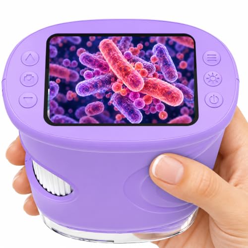 4K Digital Microscope for Kids, 1000X Handheld Microscope with 2'' Screen - color: Lavender Purple