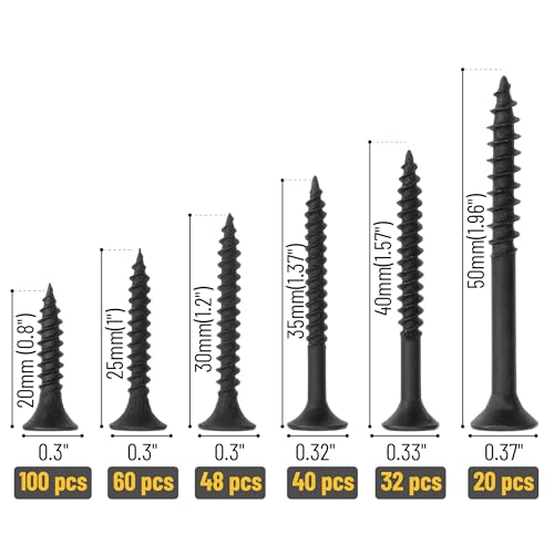 Mr. Pen- Wood Screws Assortment Kit, 300 pcs, Black, Phillips Head - color: Black, size: 300 pcs