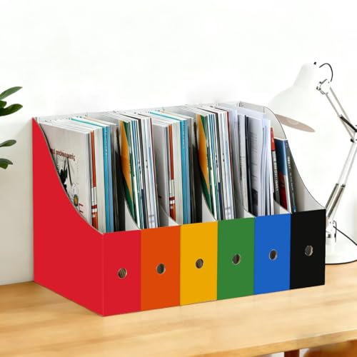 Limitliho 2 Pack Red Cardboard Magazine Holder for Desk or Shelves - color: Red