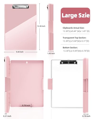 Clipboard with Storage, Nurse Dry Erase Clip Board, 8.5x11,Pale Pink - color: Pale Pink