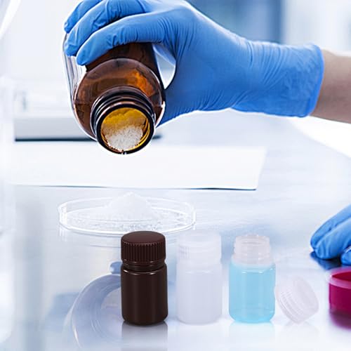 1 oz Wide Mouth Lab Reagent Bottle, Laboratory Grade Chemical Container, Sealed Leak-proof Amber HDPE Bottle, Pill Bottle, Water Sample Bottle(5 Pcs) - color: Brown, size: 1oz(30ml)