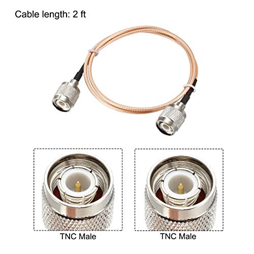 uxcell RG316 RF Coaxial Cable TNC Male to TNC Male Pigtail Cable 2-feet