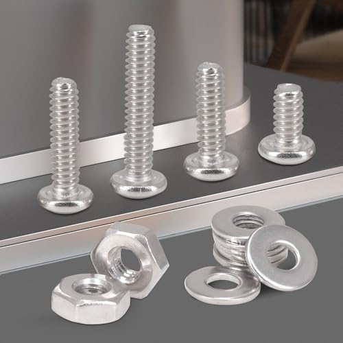 375PCS Bolt Combination kit # 6 Machine Screw with Locking Washer and Flat Washer, 304 Stainless Steel Phillips Round Head Screws nut and Bolt kit(3/8 inch, 1/2 inch, 5/8 inch, 3/4 inch) - size: 3.5 mm, style: Round head machine screw