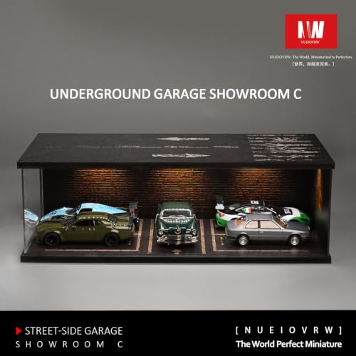 Diorama 1:43 Black Display Case 3-Color LED Parking Lot Showroom - color: C, size: 1/43