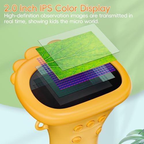 Microscope for Kids, SKYBASIC 2" IPS Screen 1000X Handheld Digital Microscopes HD Pocket Portable Mini USB Microscope Camera, PC Compatible, Science Edu Fun Birthday Gifts Toys for Children Students - color: Orange