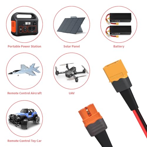 ELFCULB XT60i Female to XT60 Male Cable 10AWG 2FT for Power Stations - color: 10AWG XT60 Male-XT60i, size: 2FT