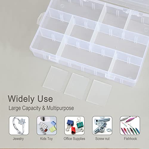 2Pack 12 Grids Craft Organizers and Storage Bead Organizer Tackle Box Organizer with Adjustable Divider, Plastic, Clear