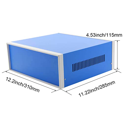 Fielect Dustproof Electronic Junction Box Metal Enclosure Project Box for Electronic Projects Blue, 12.20" x 11.22" x 4.53" - size: 12.20" x 11.22" x 4.53"