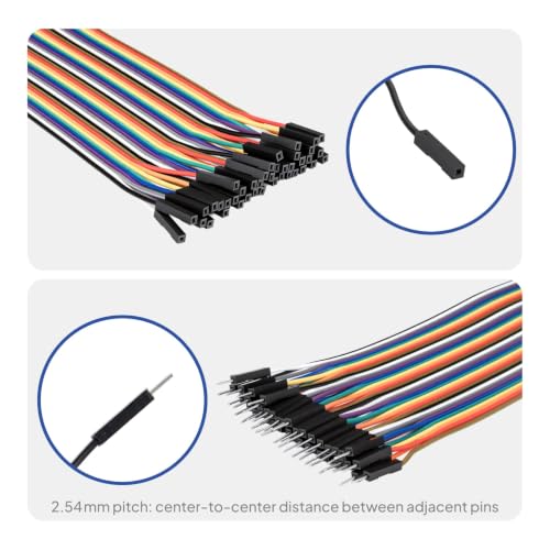 ELEGOO 40pcs 20cm Female to Female Jumper Wires, Dupont Ribbon Cable - color: 40pcs (F-F), size: 8 inch