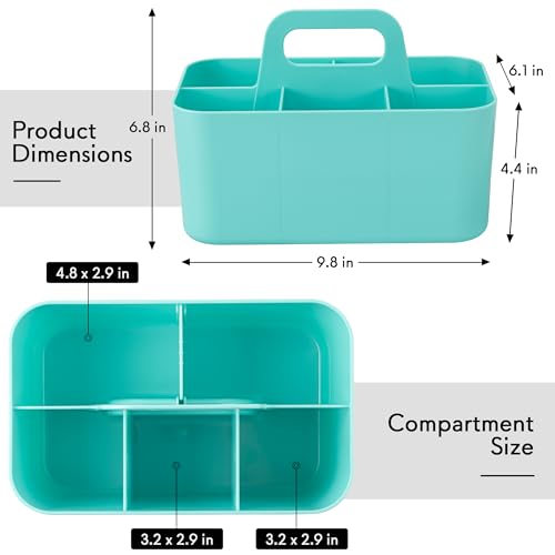 Tiawudi Multipurpose Caddy Organizer, Plastic Caddy with Handle, Stackable Desk Organizer for Stationery, Marker and Pencil, Office Supplies Organizer, Dorm Caddy - color: Mint, size: Rectangle