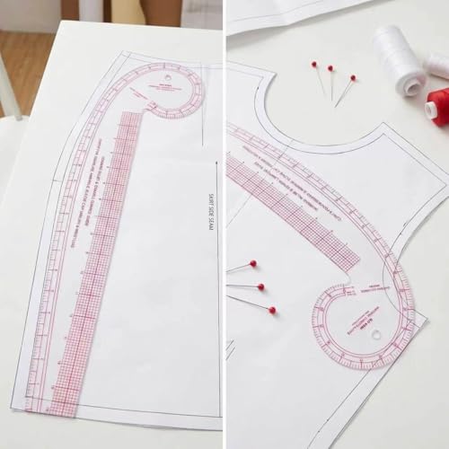 Sewing Rulers,Clear Metric French Curve Sewing Rulers Set for Pattern Making Drafting,Quilting,Clear Plastic Fashion Designer Ruler Kit in Inches, 6PCS - color: 6-piece Set