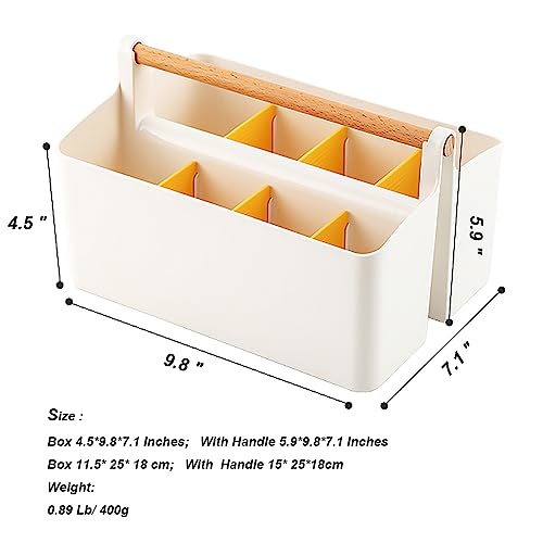 Art Supply Caddy Organizer with Handle,Teacher Tool Storage with Divider - color: Yellow Divider