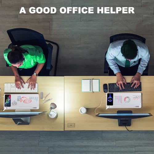 Small Glass Desktop Whiteboard Dry-Erase-Board - Computer Keyboard Stand with Wireless Charger White Board Surface Pad with Drawer, Desk Organizers with Accessories for Office, Home, School Supplies - color: Wireless Charging - White