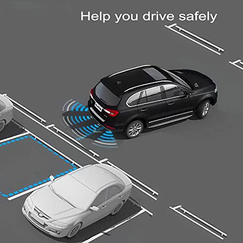 Car Auto Vehicle Reverse Backup Radar System with 4 Parking Sensors Rear Distance Detection kit Parktronic Assistant Beep Voice Warning LCD Monitor - color: white