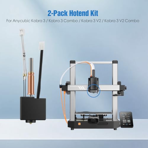 2-Pack Hotend Kit for Anycubic Kobra 3, Kobra 3 Combo, Kobra 3 V2 & Kobra 3 V2 Combo, 0.4mm Brass Nozzle Replacement, 3D Printer Accessories - color: Kobra 3 Hotend Kit (Brass Nozzle)