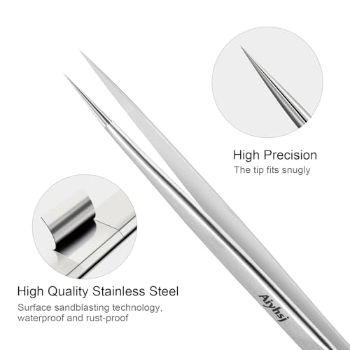 Precision Tweezer, Upgraded Professional Pointed, High-end Stainless Steel - style: Fine Tip Straight LONG (5.5in)