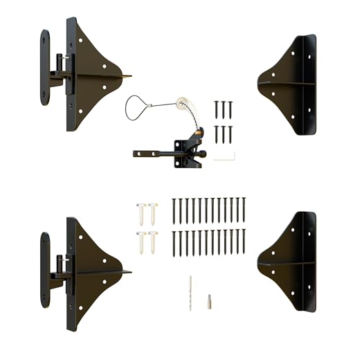 Anti Sag Gate Frame Kit Fence Gate Kit Heavy Duty 90 Degree Right Angle Gate Hinges,Gate Hardware Kit with Gate Latch for Wooden Fences,Gate Corner Brace Bracket for Driveway Gates,Shed Door,Deck Gate