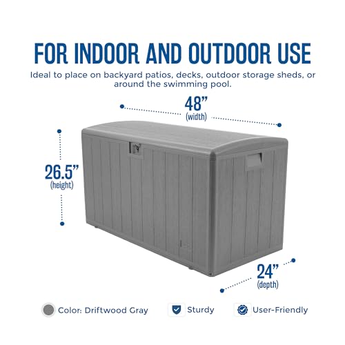 Plastic Development Group Outdoor Deck Box, Soft Close, Gray, 105 Gal - color: Driftwood, size: 105 Gallon, Soft Closure