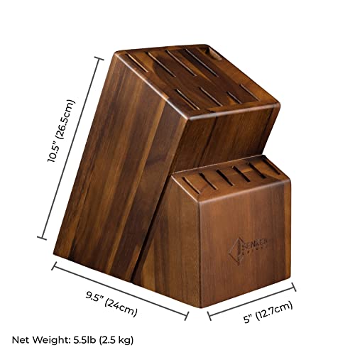 SENKEN 16-Piece Knife Block Set - Japanese High Carbon Stainless Steel with Damascus Pattern, Purple Resin Handles, 6 Steak Knives & Acacia Hardwood Block (Purple) - color: Purple