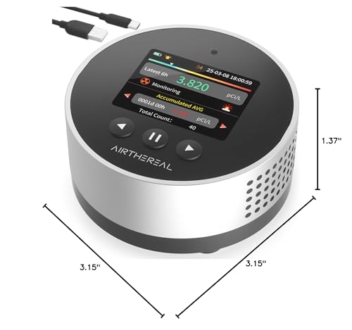 Airthereal Portable Radon Detector - 504-Day Storage, 6-Hour Results - color: Silver