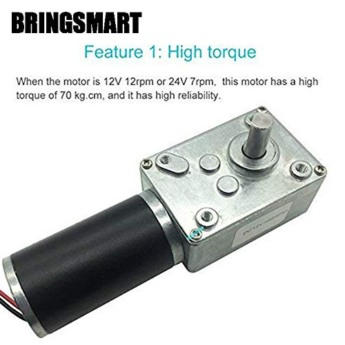 BRINGSMART 12V 260rpm DC Worm Gear Motor Self-Locking Mini Engine Turbine - size: 12V 260rpm