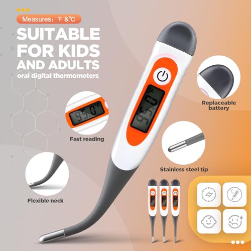 TrelaCo 10 Pcs Digital Thermometer Bulk for Adults, Grey - color: Grey