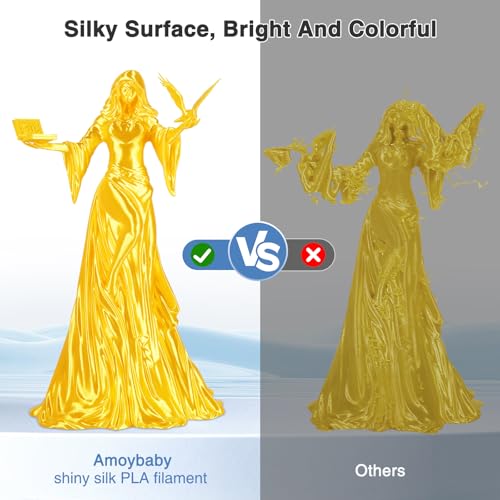 Bright Gold Silk PLA Filament 1.75mm, High Speed PLA 1kg(2.2lbs) - color: Bright Gold