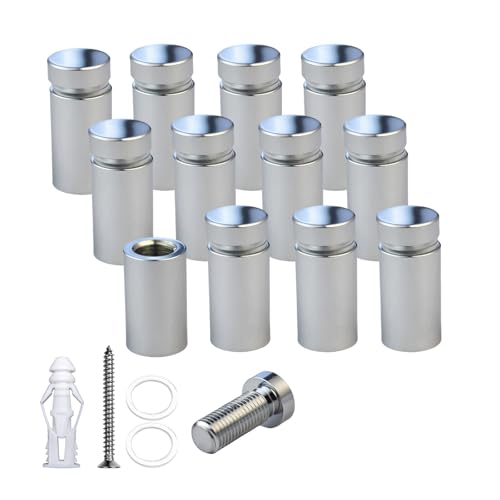 Aluminum Wall Mount Standoffs Screws, Polished Chrome, 1/2" x 3/4", Pack of 12 - color: Polished Chrome, size: 1/2" x 3/4"