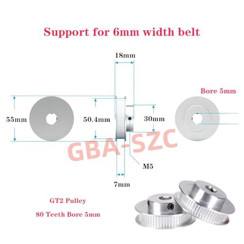 GT2 Pulley 80 Teeth 5mm bore 6mm Width Timing Belt Pulley Aluminum 80T 5mm bore Pulley Wheel for Voron 2.4 for 6mm Width GT2 Timing Belt for 3D Printer,CNC (4pcs) - size: 80 Teeth, style: bore 5mm