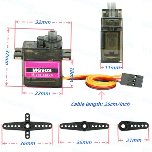 WWZMDiB MG90S Micro Servo Motor 14g Full Metal Gear Compatible with for Arduino Raspberry Pi RC DIY (3)